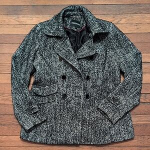 Express Women's Charcoal and Black Peacoat